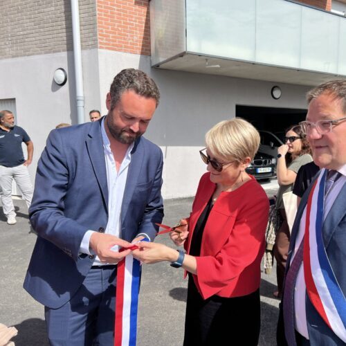 Le président lors de l'inauguration de Maubeuge